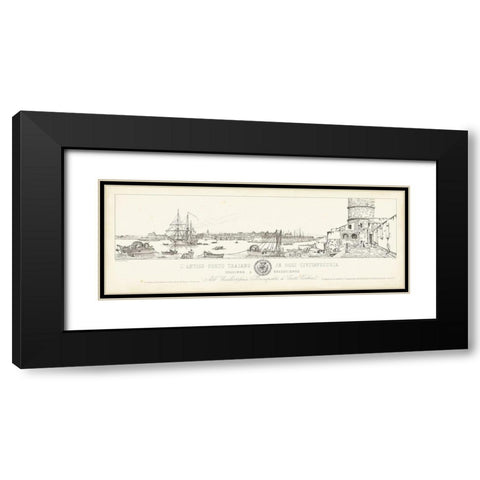 Antique Seaport III Black Modern Wood Framed Art Print with Double Matting by Aquaroni, Antonio