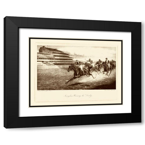 Winning the Derby Black Modern Wood Framed Art Print with Double Matting by Bird, Harington