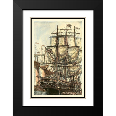 Printed Majestic Ship I Black Modern Wood Framed Art Print with Double Matting by Vision Studio