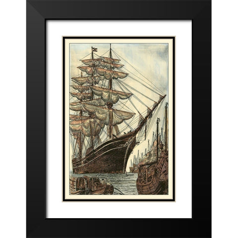 Printed Majestic Ship II Black Modern Wood Framed Art Print with Double Matting by Vision Studio
