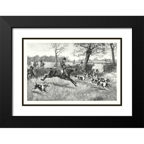 Hark Away Black Modern Wood Framed Art Print with Double Matting by G.D. Rowlandson