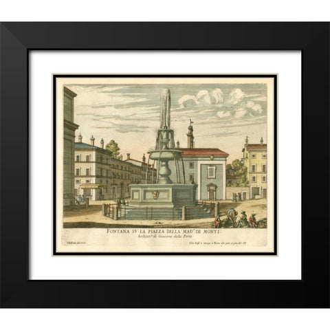 Italian Fountain I Black Modern Wood Framed Art Print with Double Matting by Falda
