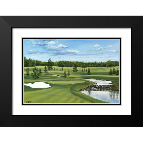 Day on the Links Black Modern Wood Framed Art Print with Double Matting by Blankenship, Tom