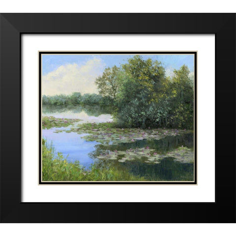 Water Lily Pond Black Modern Wood Framed Art Print with Double Matting by Weber, Mary Jean