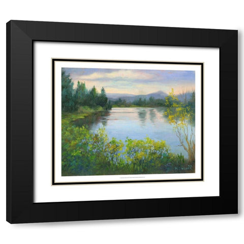 Oregon Reflections Black Modern Wood Framed Art Print with Double Matting by Weber, Mary Jean