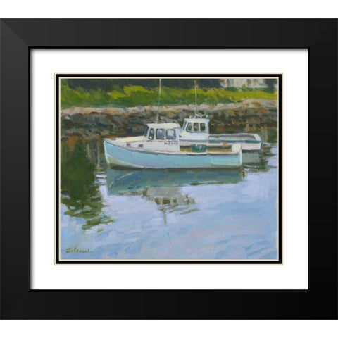 Lobster Boats Black Modern Wood Framed Art Print with Double Matting by Calcasola, Stephen