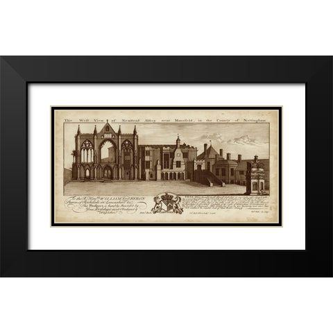 View of Newstead Abbey Black Modern Wood Framed Art Print with Double Matting by Buck, Nathaniel