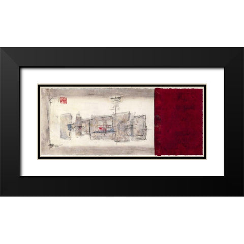 Mauro Tranquility Panel III Black Modern Wood Framed Art Print with Double Matting by Mauro