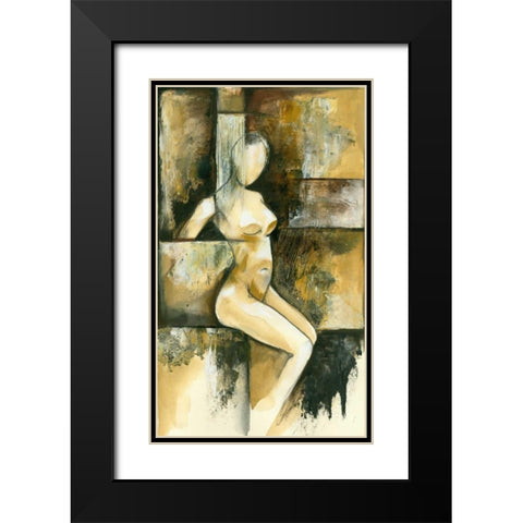 Contemporary Seated Nude I Black Modern Wood Framed Art Print with Double Matting by Goldberger, Jennifer