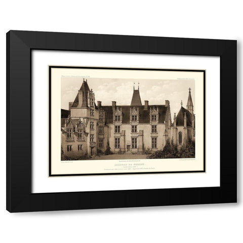 Sepia Chateaux I Black Modern Wood Framed Art Print with Double Matting by Petit, Victor