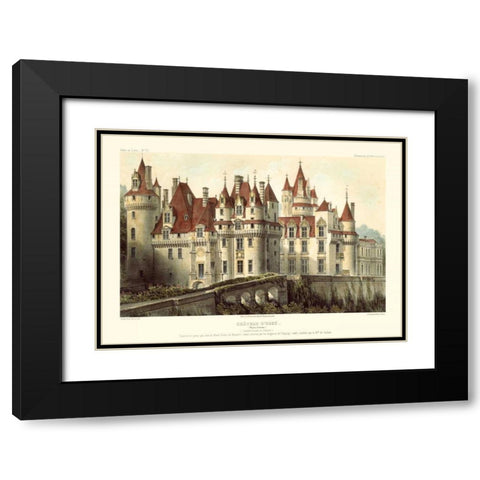 French Chateaux VII Black Modern Wood Framed Art Print with Double Matting by Petit, Victor