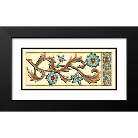 Crackled Italianate Panel in Blue I Black Modern Wood Framed Art Print with Double Matting by Zarris, Chariklia