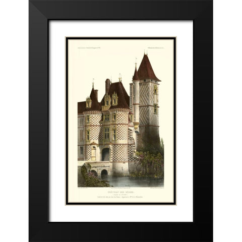 French Chateaux in Brick II Black Modern Wood Framed Art Print with Double Matting by Petit, Victor