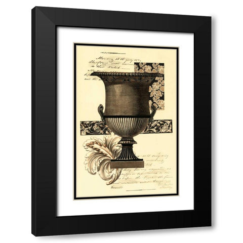 Transitional Sepia Urn I Black Modern Wood Framed Art Print with Double Matting by Vision Studio
