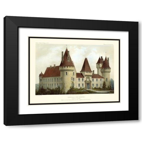 Petite French Chateaux I Black Modern Wood Framed Art Print with Double Matting by Petit, Victor