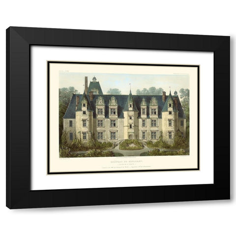 Petite French Chateaux III Black Modern Wood Framed Art Print with Double Matting by Petit, Victor