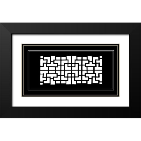 Shoji Screen in Ebony III Black Modern Wood Framed Art Print with Double Matting by Vision Studio