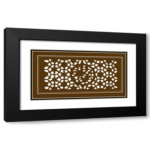 Shoji Screen in Brown II Black Modern Wood Framed Art Print with Double Matting by Vision Studio
