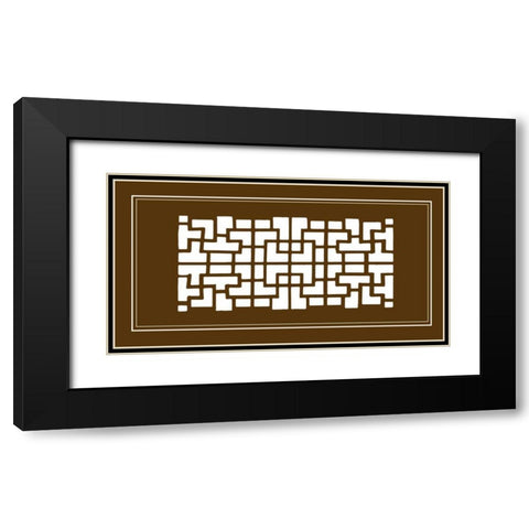 Shoji Screen in Brown III Black Modern Wood Framed Art Print with Double Matting by Vision Studio