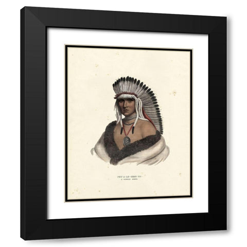 A Pawnee Brave Black Modern Wood Framed Art Print with Double Matting by McKenney and Hall