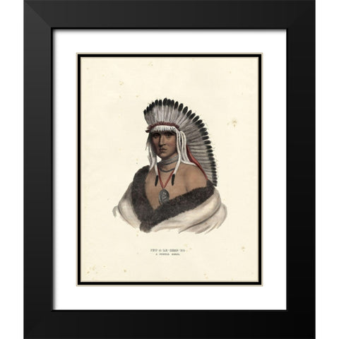 A Pawnee Brave Black Modern Wood Framed Art Print with Double Matting by McKenney and Hall