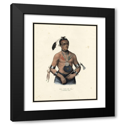 A Winnebago Chief Black Modern Wood Framed Art Print with Double Matting by McKenney and Hall