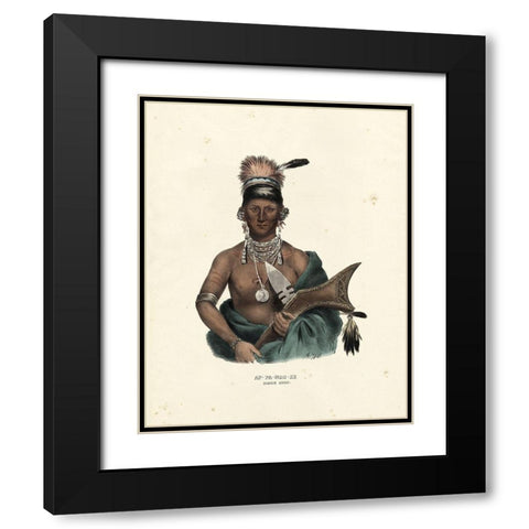 Saukie Chief Black Modern Wood Framed Art Print with Double Matting by McKenney and Hall