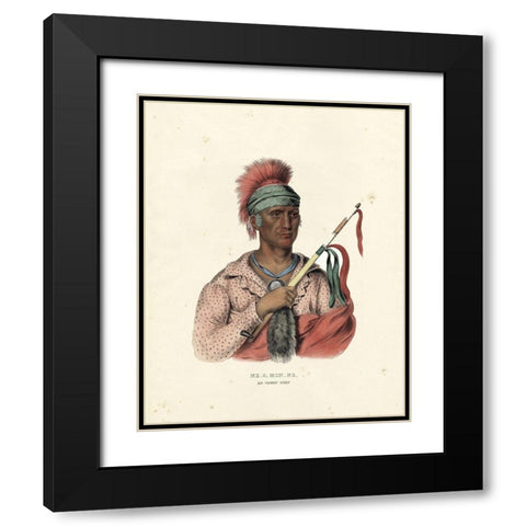An Ioway Chief Black Modern Wood Framed Art Print with Double Matting by McKenney and Hall