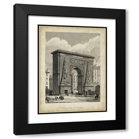 Porte St. Denis Black Modern Wood Framed Art Print with Double Matting by Pugin, A.