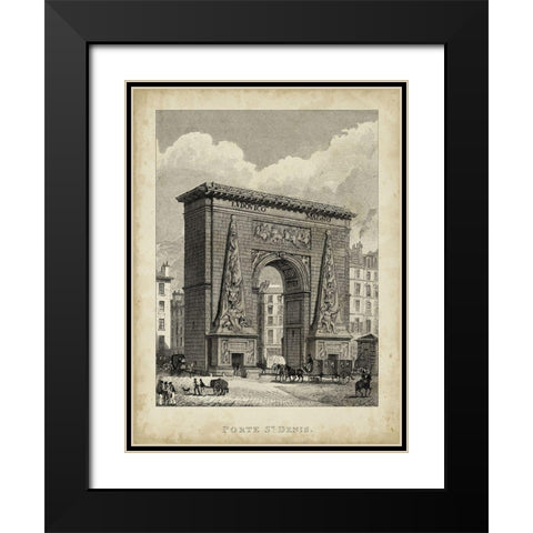Porte St. Denis Black Modern Wood Framed Art Print with Double Matting by Pugin, A.