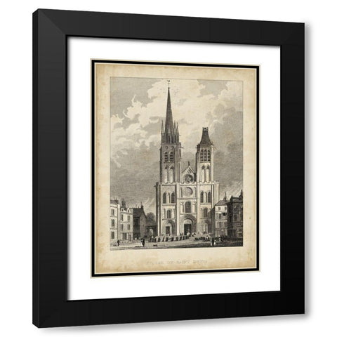 Eglise de St. Denis Black Modern Wood Framed Art Print with Double Matting by Pugin, A.