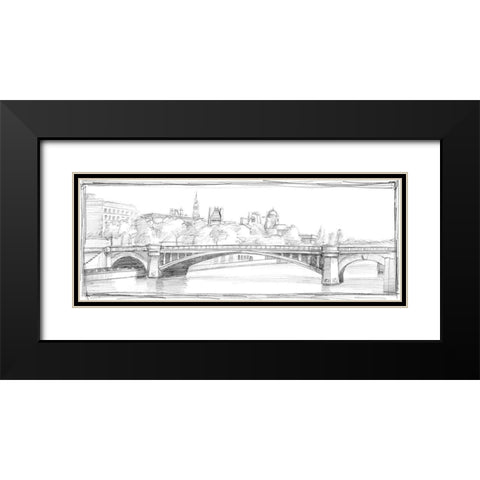 Pont de Notre Dame Black Modern Wood Framed Art Print with Double Matting by Harper, Ethan