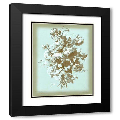 Dussurgey Roses on Blue Black Modern Wood Framed Art Print with Double Matting by Dussurgey, Chabal