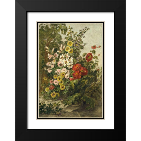 Flower Garden Black Modern Wood Framed Art Print with Double Matting by Vision Studio