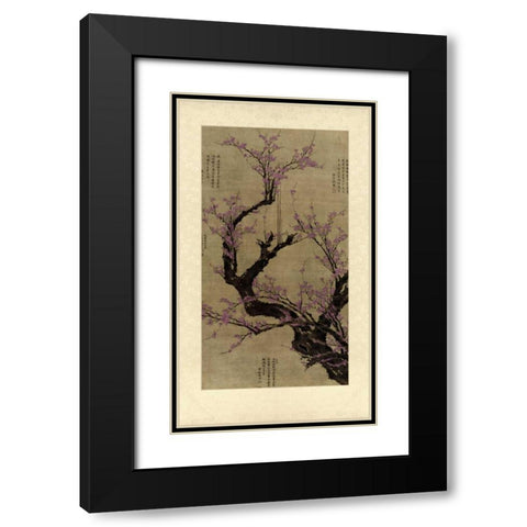 Plum Blossom Tree Black Modern Wood Framed Art Print with Double Matting by Vision Studio