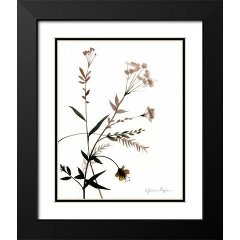 Watermark Wildflowers VIII Black Modern Wood Framed Art Print with Double Matting by Goldberger, Jennifer