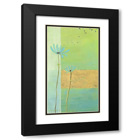 Blue Seedlings I Black Modern Wood Framed Art Print with Double Matting by Vess, June Erica