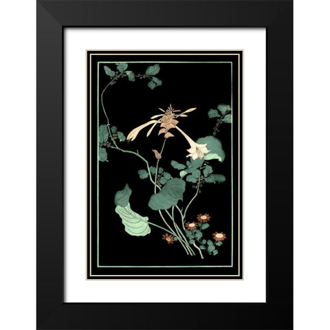 Midnight Floral I Black Modern Wood Framed Art Print with Double Matting by Vision Studio