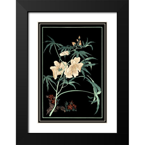 Midnight Floral II Black Modern Wood Framed Art Print with Double Matting by Vision Studio
