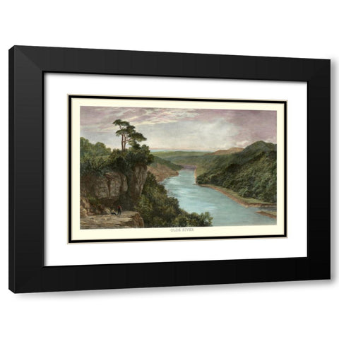 Olde River Black Modern Wood Framed Art Print with Double Matting by Johnson
