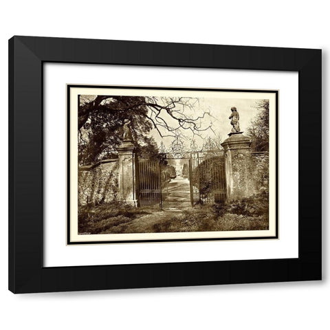 Sepia Garden View I Black Modern Wood Framed Art Print with Double Matting by unknown
