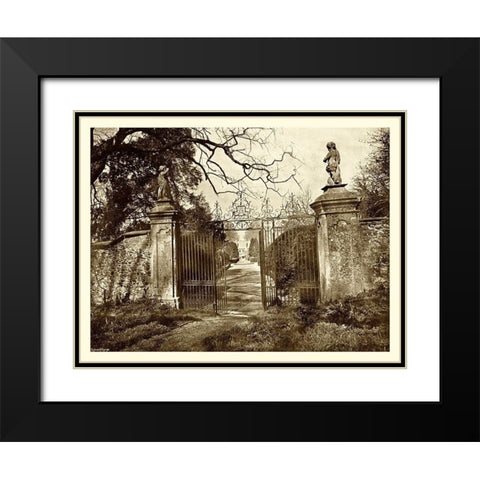 Sepia Garden View I Black Modern Wood Framed Art Print with Double Matting by unknown