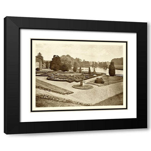 Sepia Garden View III Black Modern Wood Framed Art Print with Double Matting by unknown