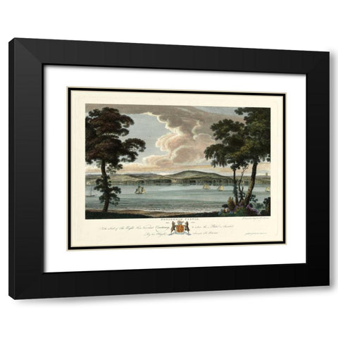 Powderham Castle Black Modern Wood Framed Art Print with Double Matting by Polwhele, Richard