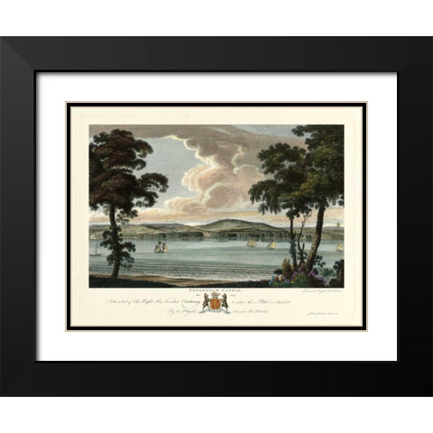 Powderham Castle Black Modern Wood Framed Art Print with Double Matting by Polwhele, Richard