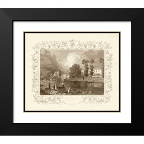 Views of England II Black Modern Wood Framed Art Print with Double Matting by Tombleson