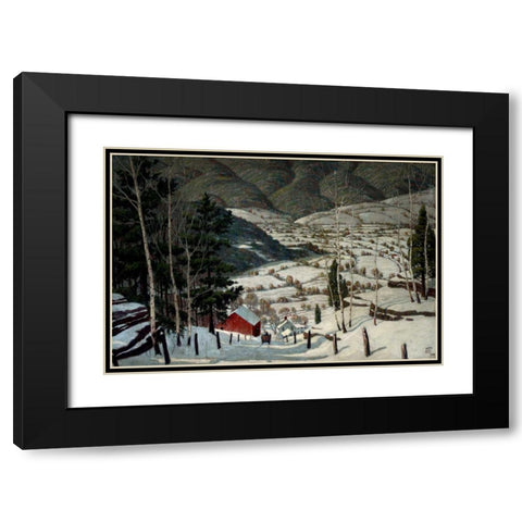 Winter Black Modern Wood Framed Art Print with Double Matting by Stone, Walter King