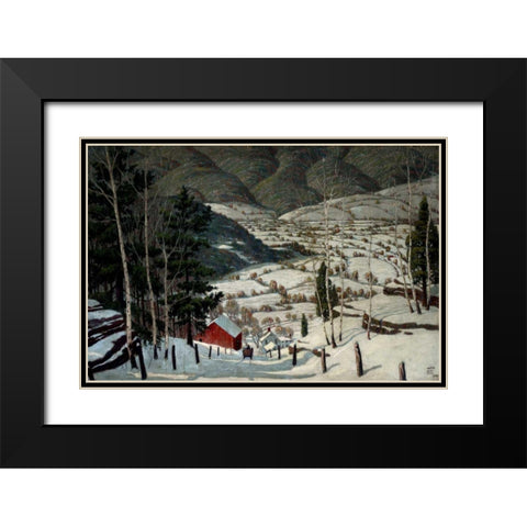 Winter Black Modern Wood Framed Art Print with Double Matting by Stone, Walter King