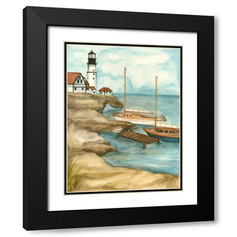 Shoreline Dock I Black Modern Wood Framed Art Print with Double Matting by Goldberger, Jennifer