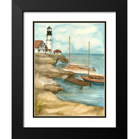 Shoreline Dock I Black Modern Wood Framed Art Print with Double Matting by Goldberger, Jennifer